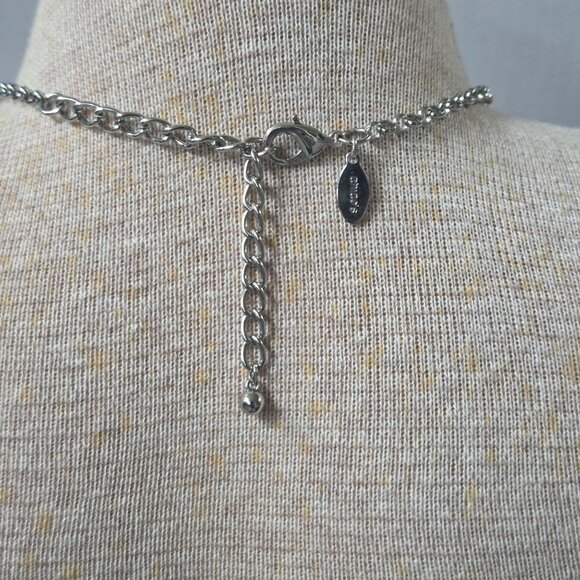 Chicos Necklace Gold & Silver Tone Disc Ring Beaded Statement 18" Boho - Picture 4 of 7